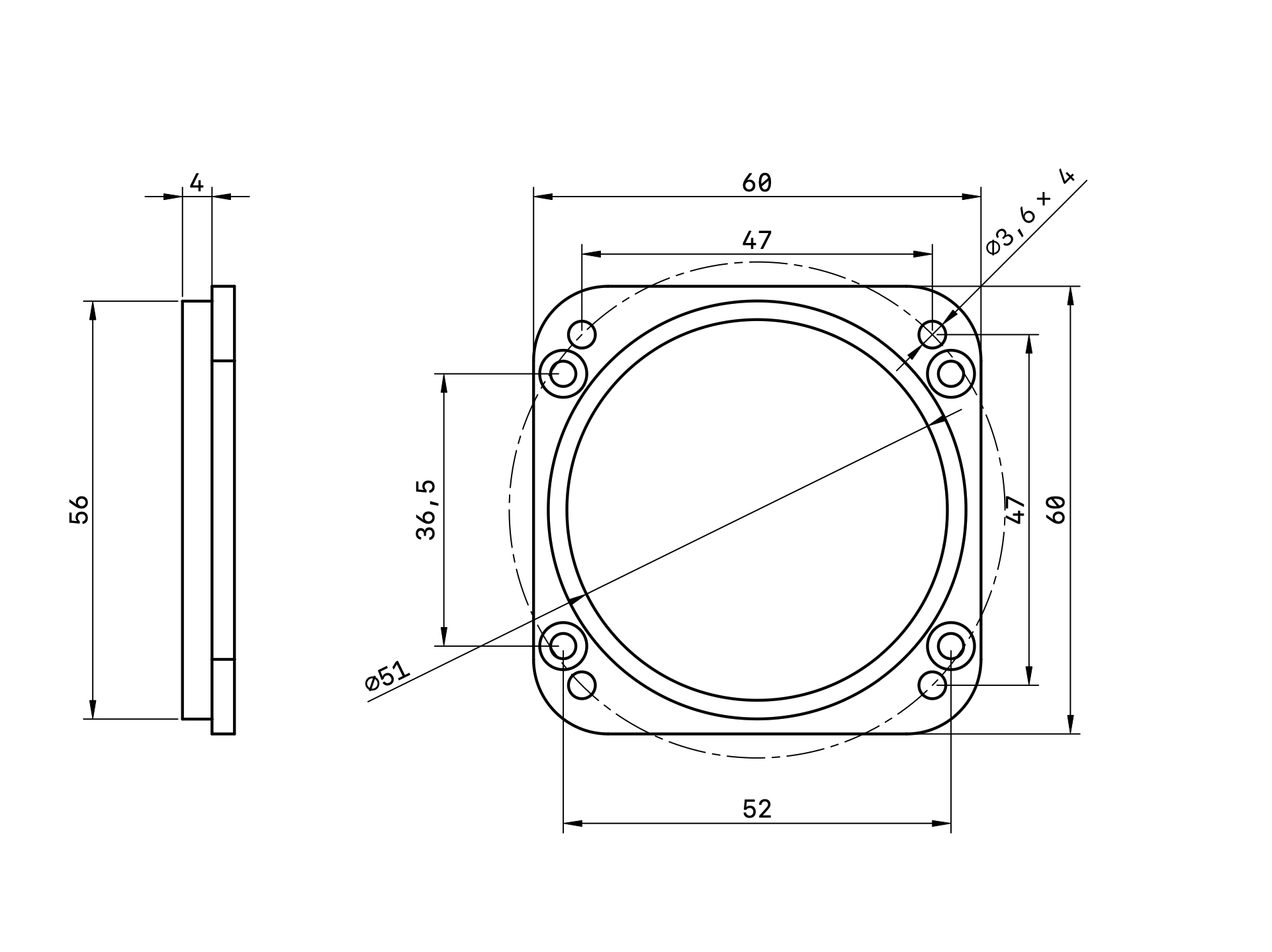 2 1/4 inch (57 mm) instrument front bezel